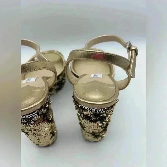 Jimmy Choo London Peachy Peep Toe Sparkle Heels Size 38 Silver Sequins Gold - Picture 8 of 16